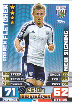 Darren Fletcher West Bromwich Albion 2014/15 Topps Match Attax New Signing #N21